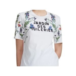 Maje Jardin Des Tuileries Embroidered Cotton T-Shirt, Size 2 (M)